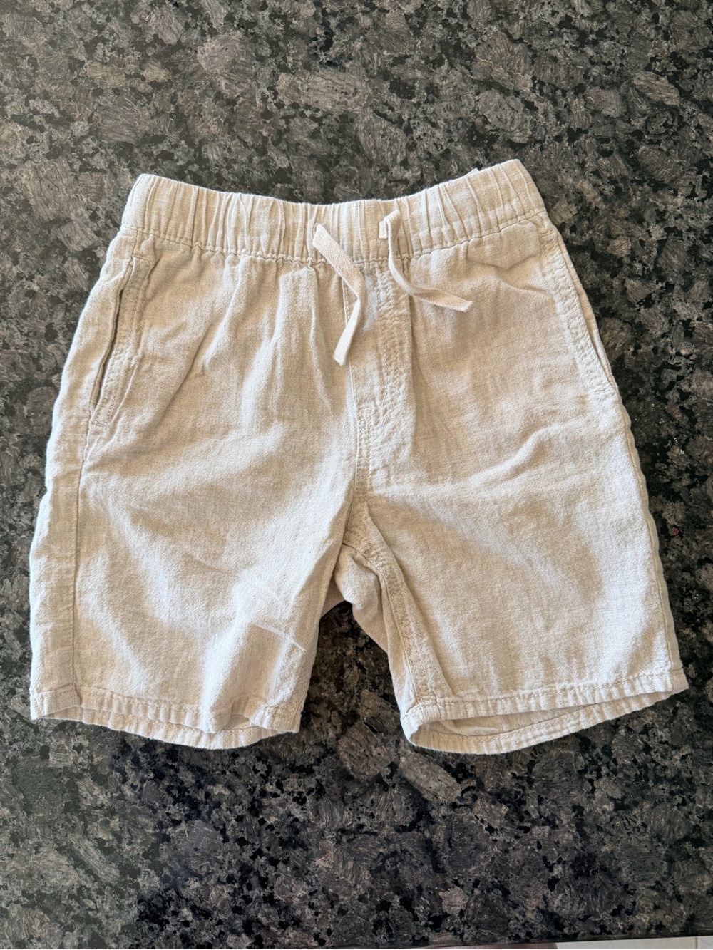 3/$15 H&M Drawstring Neutral Linen Blend Shorts Size 6Y Beige Summer Outfit